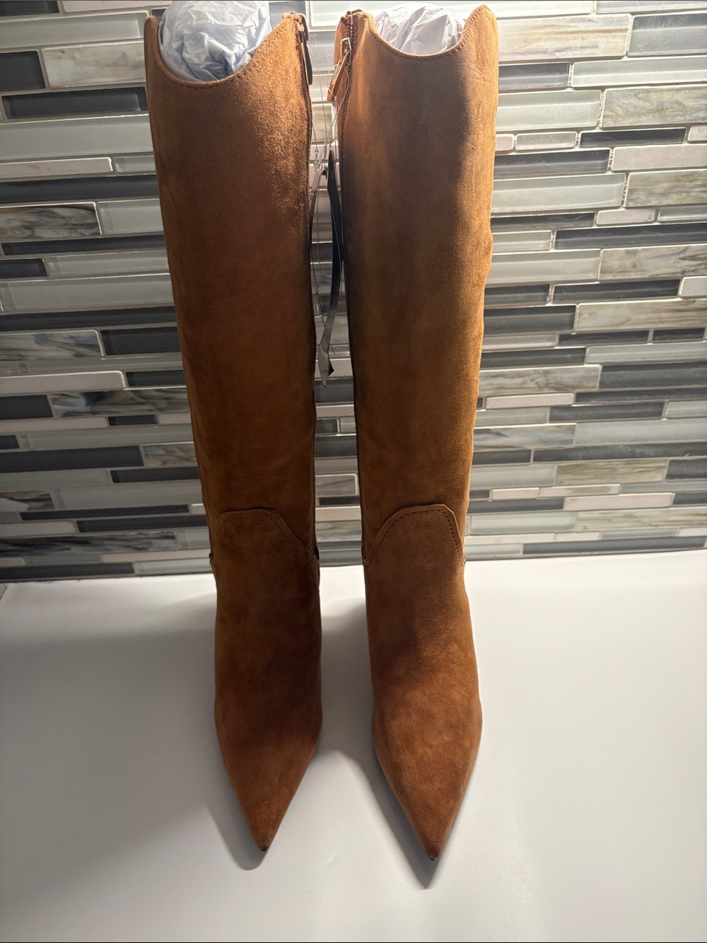 Naturalizer Emily Women's Over-the-Knee Pointed Suede Boots - Chestnut